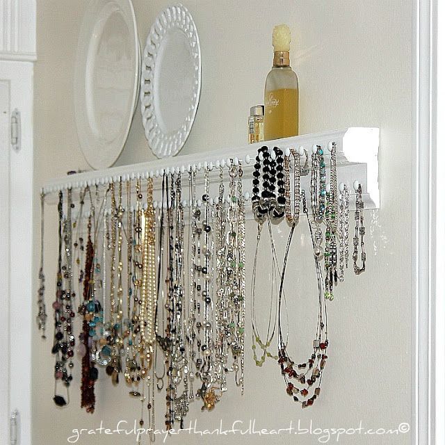 DIY shelf jewellery storage -   22 diy necklace hanger
 ideas