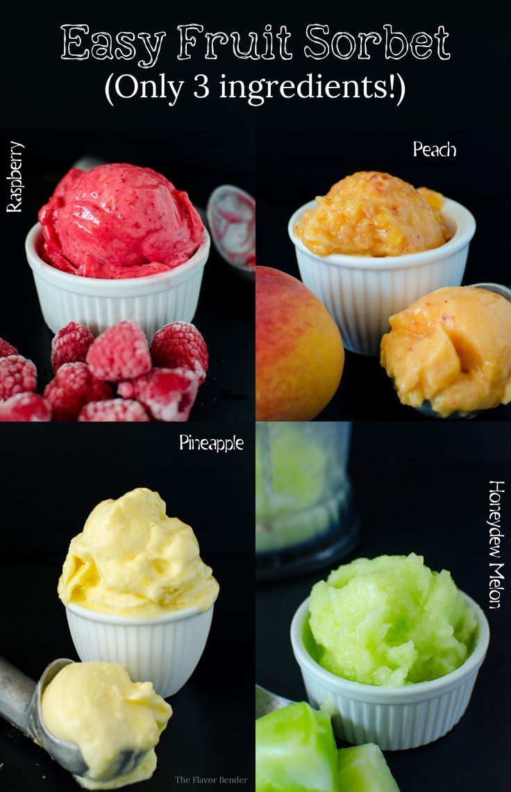 Easy Fruit Sorbet - Make sorbet with almost any kind of fruit  any time you want! You only need 3 ingredients (not counting water)! Here are the tricks and tips to apply to your favourite fruits to make Sorbet! Raspberry Sorbet, Peach Sorbet, Honeydew Melon Sorbet, and Pineapple Sorbet! -   22 only fruit diet
 ideas