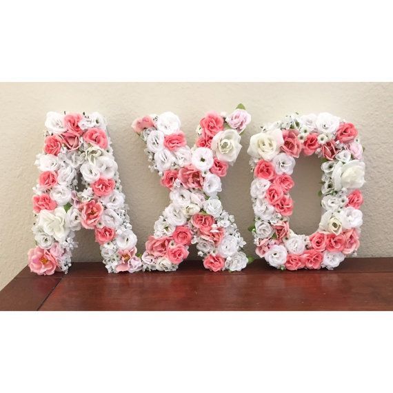 Made to order floral letters. Great for sorority gifts, decor, and baskets, as well as personalized gifts! Letters are 8 inches tall and approx. 5 -   22 sorority crafts floral
 ideas