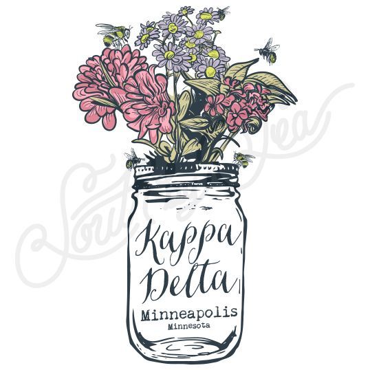 Sorority Social Kappa Delta Mason Jar Floral Bee South By Sea -   22 sorority crafts floral
 ideas