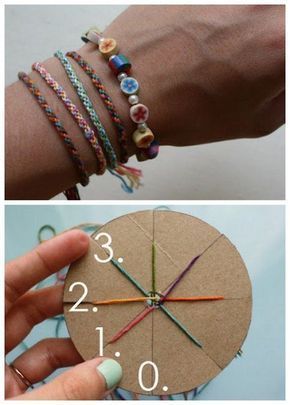 DIY Woven Friendship Bracelet Using a Circular Cardboard Loom. Very easy, cool jewelry craft for kids weaving a seven strand friendship bracelet. Tutorial from Michael Ann Made here. -   23 diy bracelets crochet
 ideas