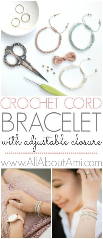 Crochet Cord Bracelet with Adjustable Closure -   23 diy bracelets crochet
 ideas