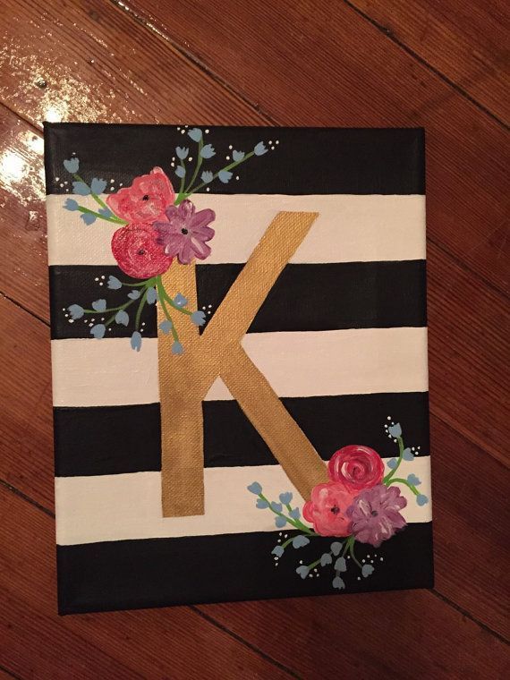 Floral Letter Canvas by CharmingCanvases on Etsy -   23 diy painting rooms
 ideas