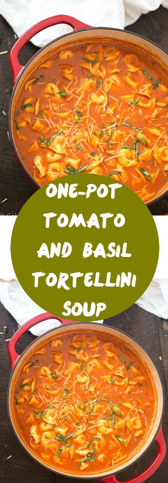 One-Pot Tomato and Basil Tortellini Soup - Hearty, comforting, flavorful and a quick weeknight meal! So much easier than soup in the crock-pot! -   23 fall dinner recipes
 ideas