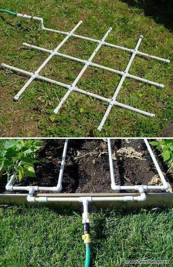 PVC drip irrigation layout for square foot gardening -   23 garden landscaping layout ideas