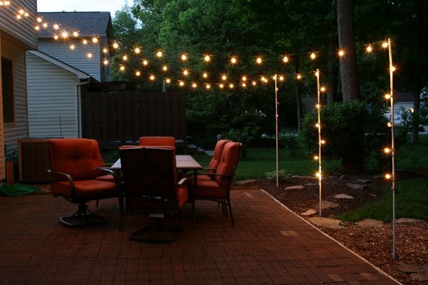 support poles for patio lights made from rebar and electrical conduit ... -   23 garden lighting pole
 ideas