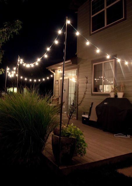 string light poles DIY instructions-	with an arbor patio on top for the backyard. Like the deck! -   23 garden lighting pole
 ideas