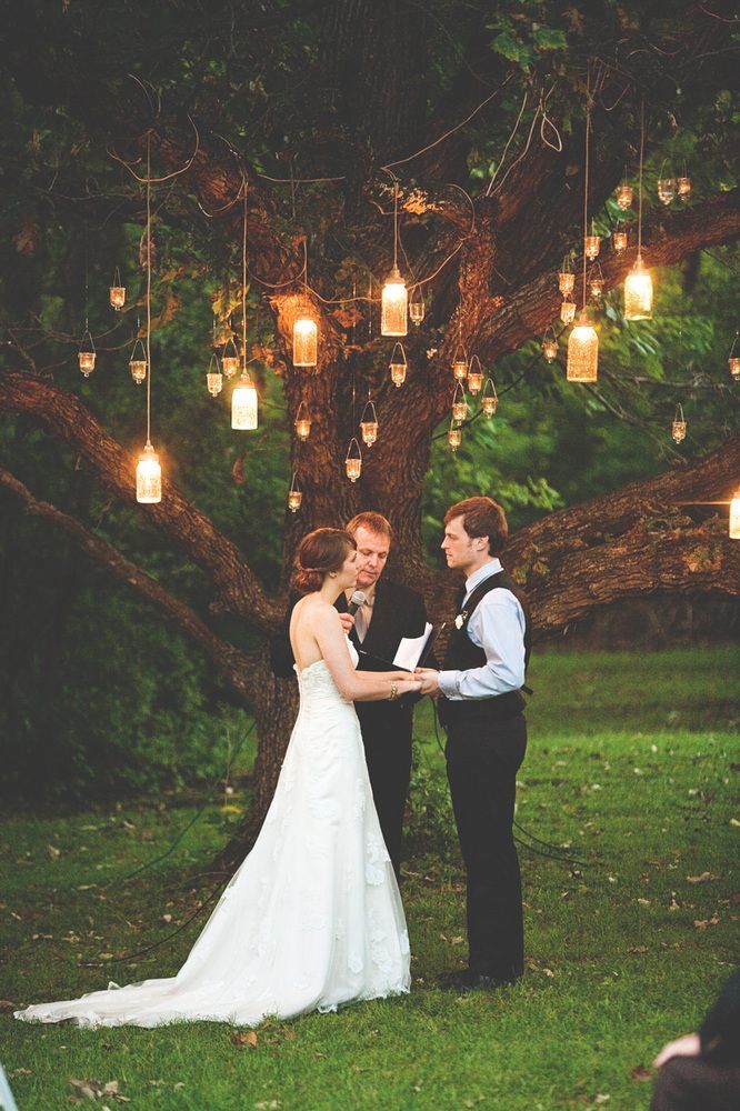 Romantic Mason jar lighting illuminates this rustic wedding -   23 mason jar wedding
 ideas