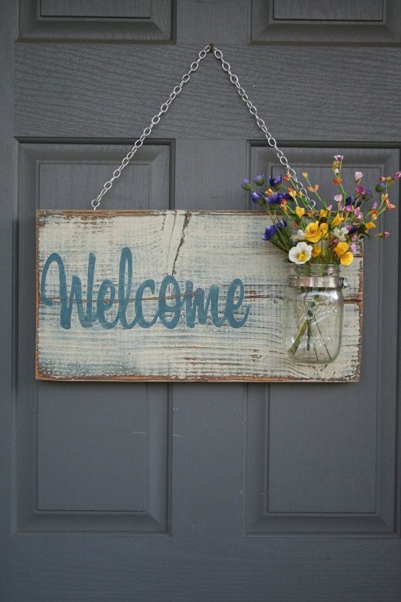 Front Door Sign, Rustic Welcome Sign, Welcome Guests Sign, Hanging Welcome Sign, Outdoor Sign, Outside Sign, Front Porch Sign, House Gift -   23 wooden spring crafts
 ideas