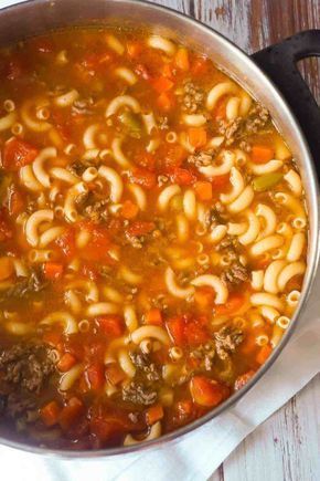 Easy Hamburger Soup with Macaroni is a hearty soup recipe that takes just fifteen minutes from start to finish.This delicious soup is loaded with ground beef, diced tomatoes, mixed vegetables and macaroni noodles. -   24 diced beef recipes
 ideas