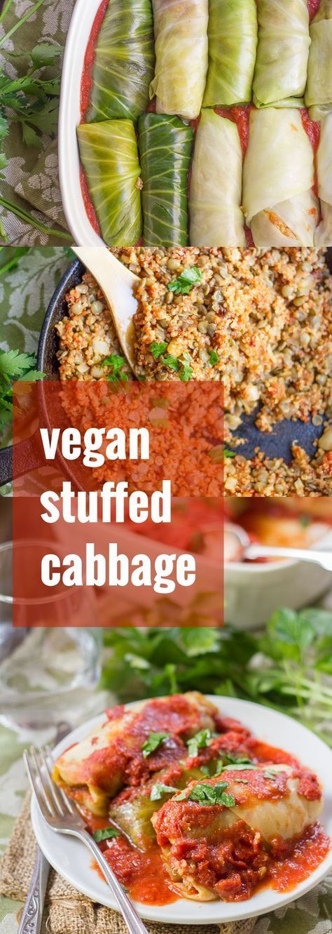 These stuffed vegan cabbage rolls are made with tender leaves of steamed cabbage wrapped around a savory, smoky mixture of quinoa and lentils, baked up in tomato sauce until piping hot. -   24 green cabbage recipes
 ideas