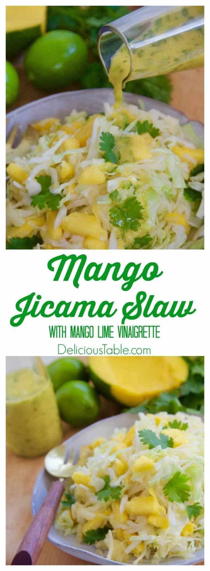 Mango Jicama Slaw with sweet juicy Keitt Mangos, crunchy jicama, crisp green cabbage, and a sweet tangy mango-lime vinaigrette is a perfect clean side dish! -   24 green cabbage recipes
 ideas
