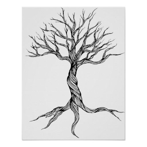 Twisted Old Tree art print poster -   24 old tree tattoo
 ideas