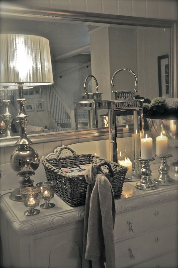 30 Elegant and Antique-Inspired Rustic Glam Decorations -   24 silver bathroom decor
 ideas