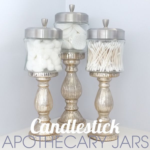 Candlestick Apothecary Jars and Retro Style Fan -   24 silver bathroom decor
 ideas