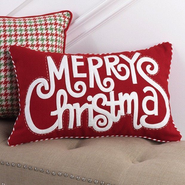 Rectangular Merry Christmas Throw Pillow -   25 decor pillows red
 ideas