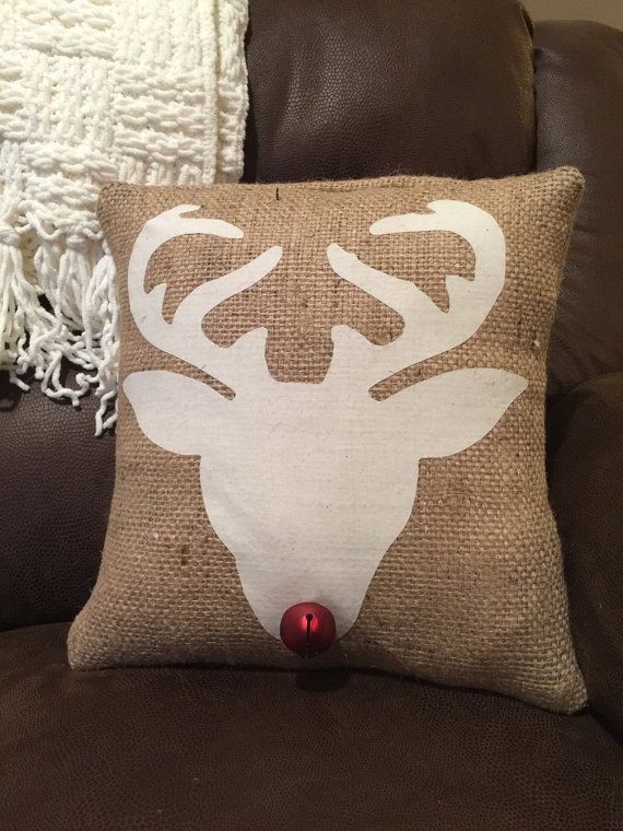 Add some rustic charm to your holiday decor. This reindeer head silhouette burlap pillow is made from recycled burlap and cotton. The applique -   25 decor pillows red
 ideas