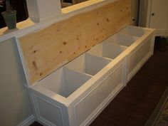 Turn a $60 IKEA bookcase into a bench seat with storage -   25 diy bench seat
 ideas