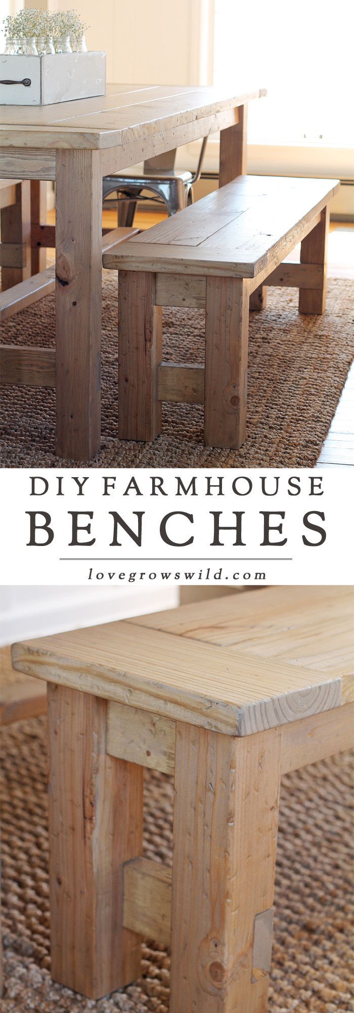 DIY Farmhouse Bench -   25 diy bench seat
 ideas