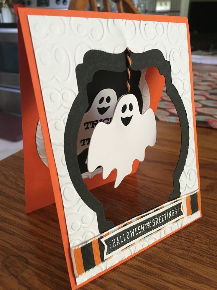Halloween card with hanging ghost -   25 fall crafts yards
 ideas