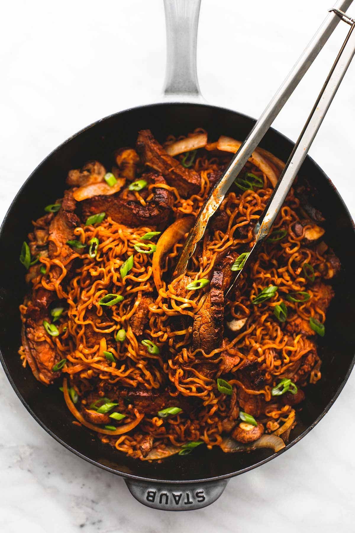 One Pan Spicy Korean Beef Noodles | lecremedelacrumb.com -   20 lunch recipes noodles
 ideas
