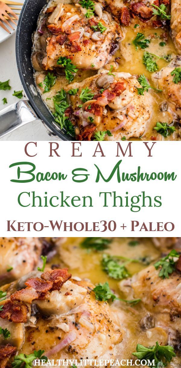 Creamy Mushroom & Bacon Chicken Skillet -   21 chicken recipes thighs
 ideas