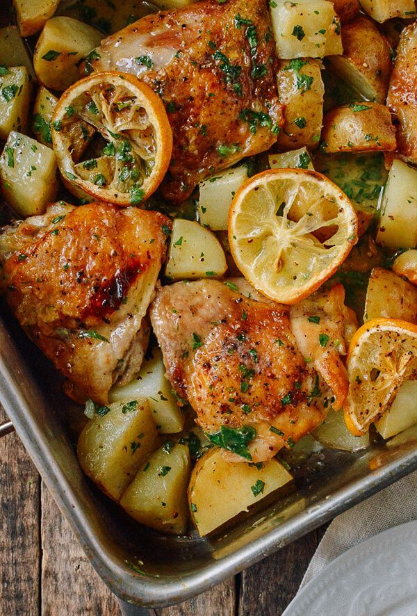 Roasted Lemon Chicken Thighs with Potatoes -   21 chicken recipes thighs
 ideas