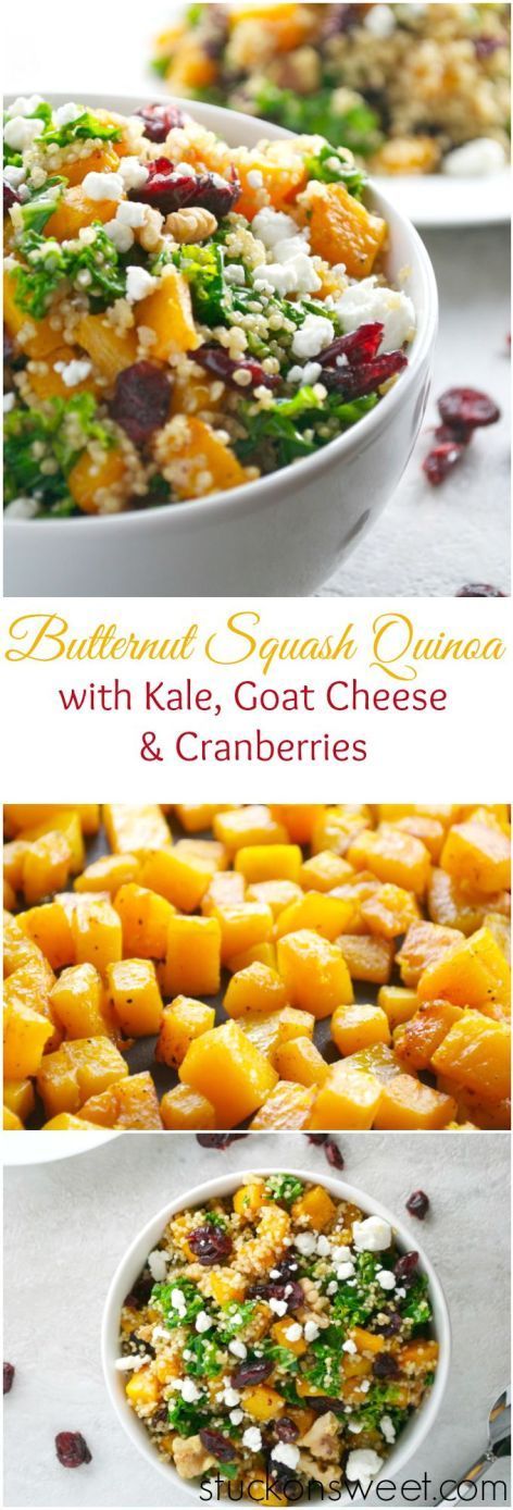 Butternut Squash Quinoa with Kale, Cranberries, Walnuts and Goat Cheese -   21 clean quinoa recipes
 ideas