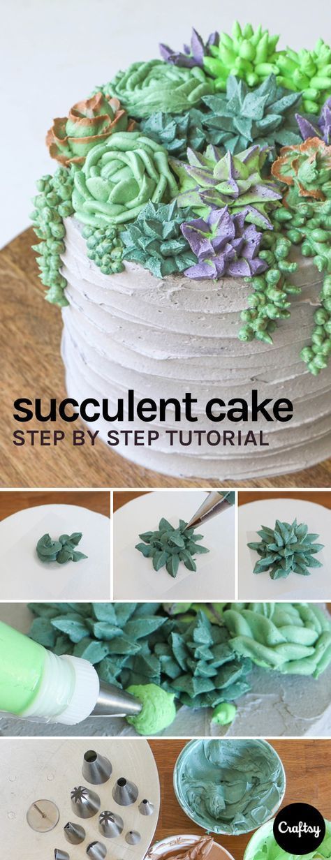 Succulent Cake Buttercream Piping Tutorial -   22 cake decor buttercream
 ideas