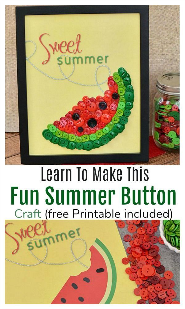 Easy Watermelon Button Craft & Free Printable -   22 cute crafts creative
 ideas