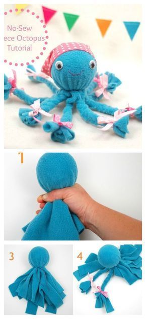 DIY No-Sew Fleece Octopus Craft -   22 cute crafts creative
 ideas