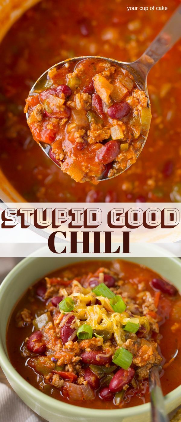 This recipe is so good it's Stupid Good Chili! My kids LOVE this -   22 cute fall recipes
 ideas
