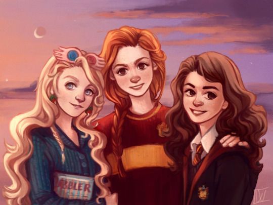 Three Harry Potter girls:  Luna, Ginny, Hermione by WiebkeArt -   22 harry potter fanart
 ideas