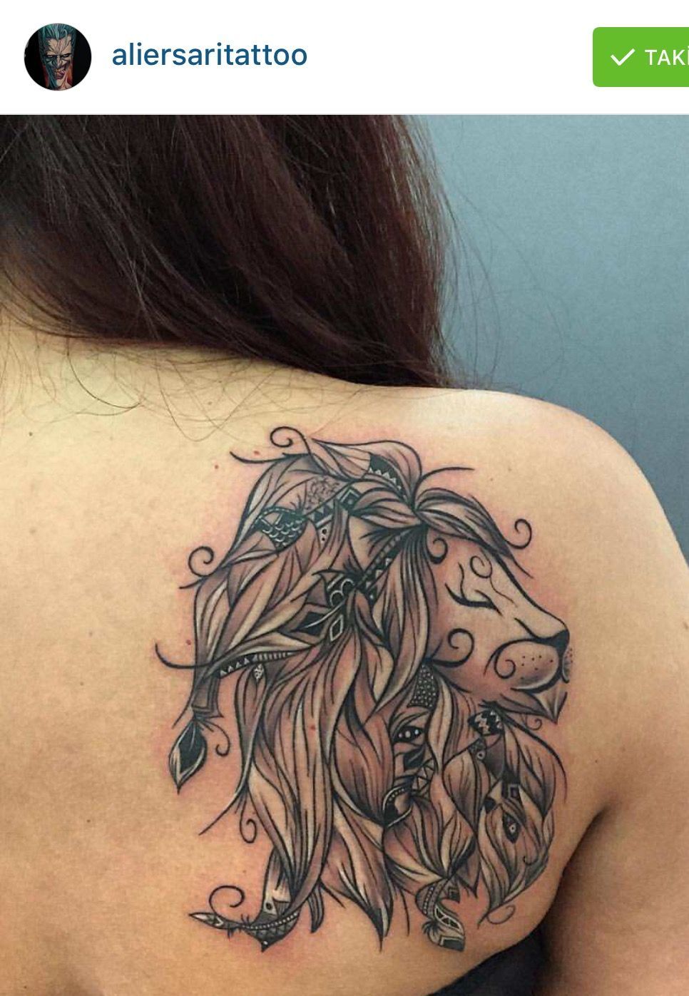Loujah's poetic lion. Awesome tattoo !! Work done by aliersari.                                                                                                                                                                                 More -   22 lion tattoo crown
 ideas