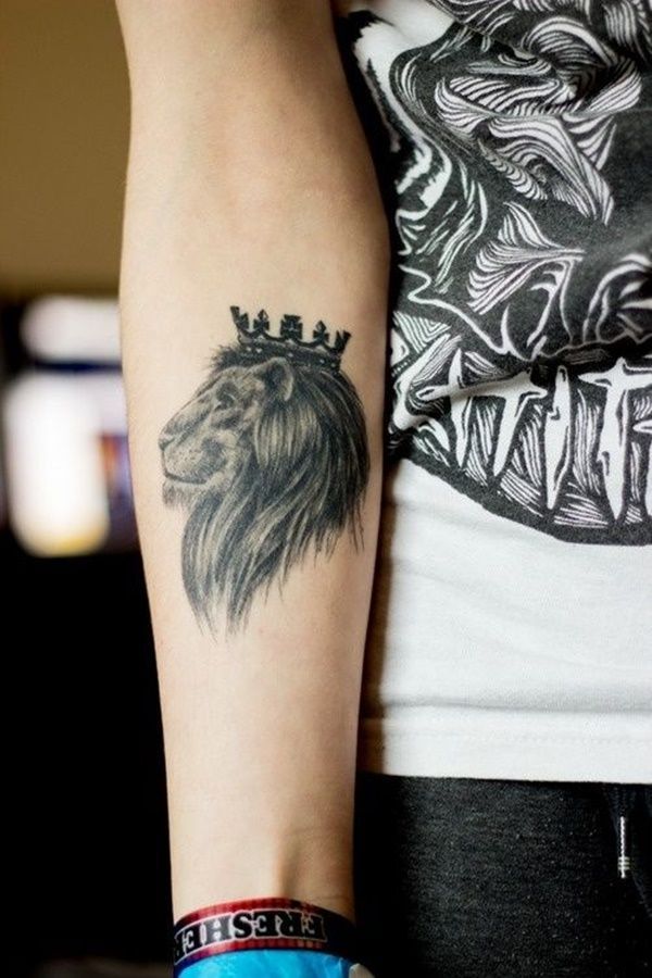 85 Purposeful Forearm Tattoo Ideas and Designs -   22 lion tattoo crown
 ideas