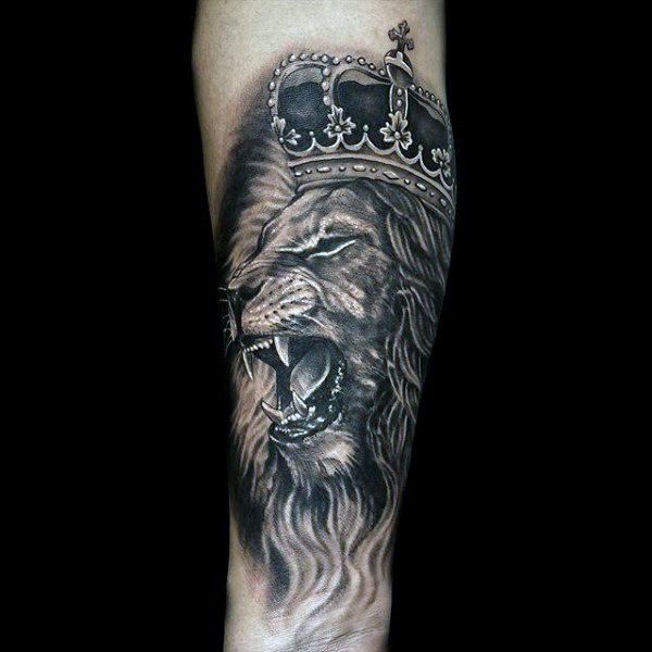 50 Lion With Crown Tattoo Designs For Men - Royal Ink Ideas -   22 lion tattoo crown
 ideas