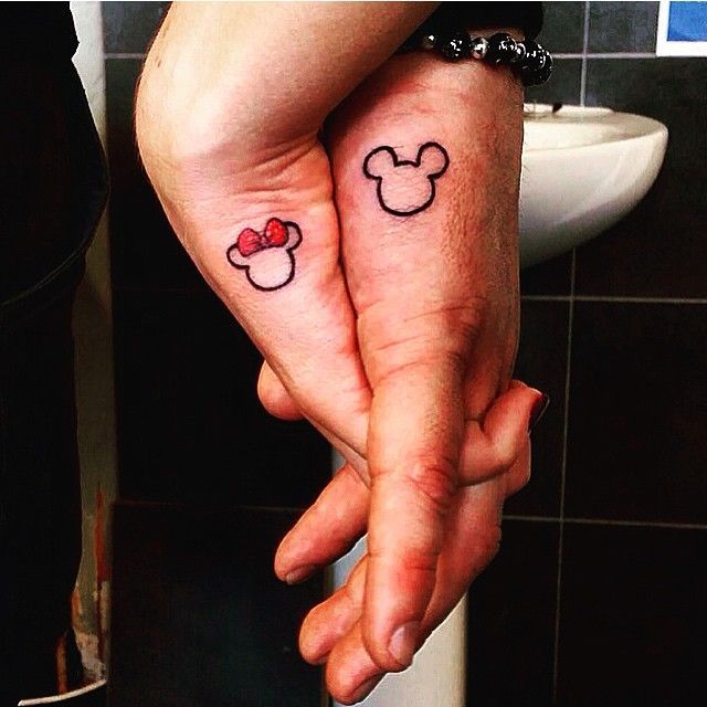 21 Adorable Couple Tattoos Inspired By Disney -   22 little couple tattoo
 ideas