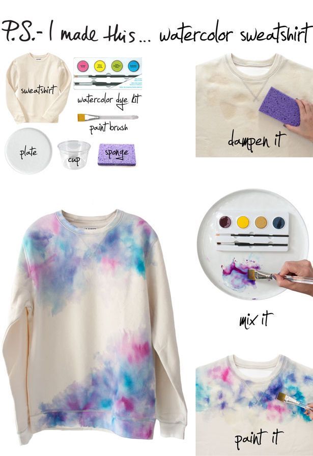 diy watercolor sweatshirt id like it in sky print -   23 diy fashion summer
 ideas