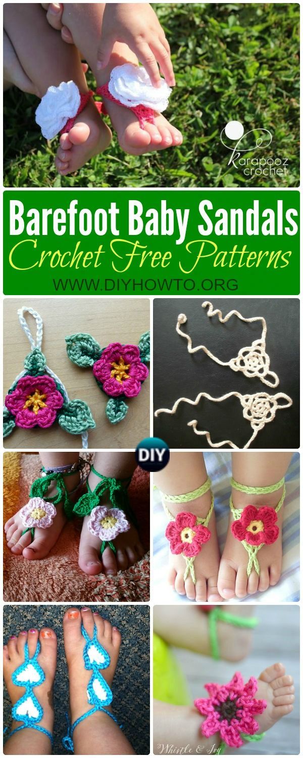 Crochet Barefoot Baby Sandals [Free Patterns]: Crochet Baby Beach Sandals, Summer Sandals, Baby Anklets,   via @diyhowto -   23 diy summer sandals
 ideas
