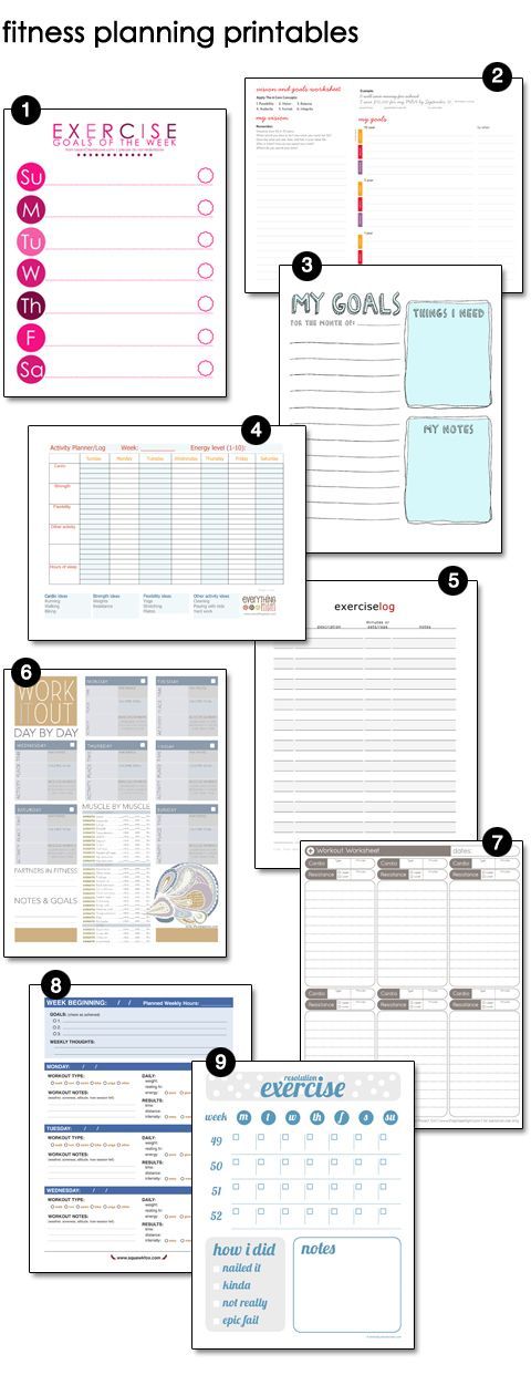 FREE Fitness Planning Printables -   23 fitness design exercise
 ideas