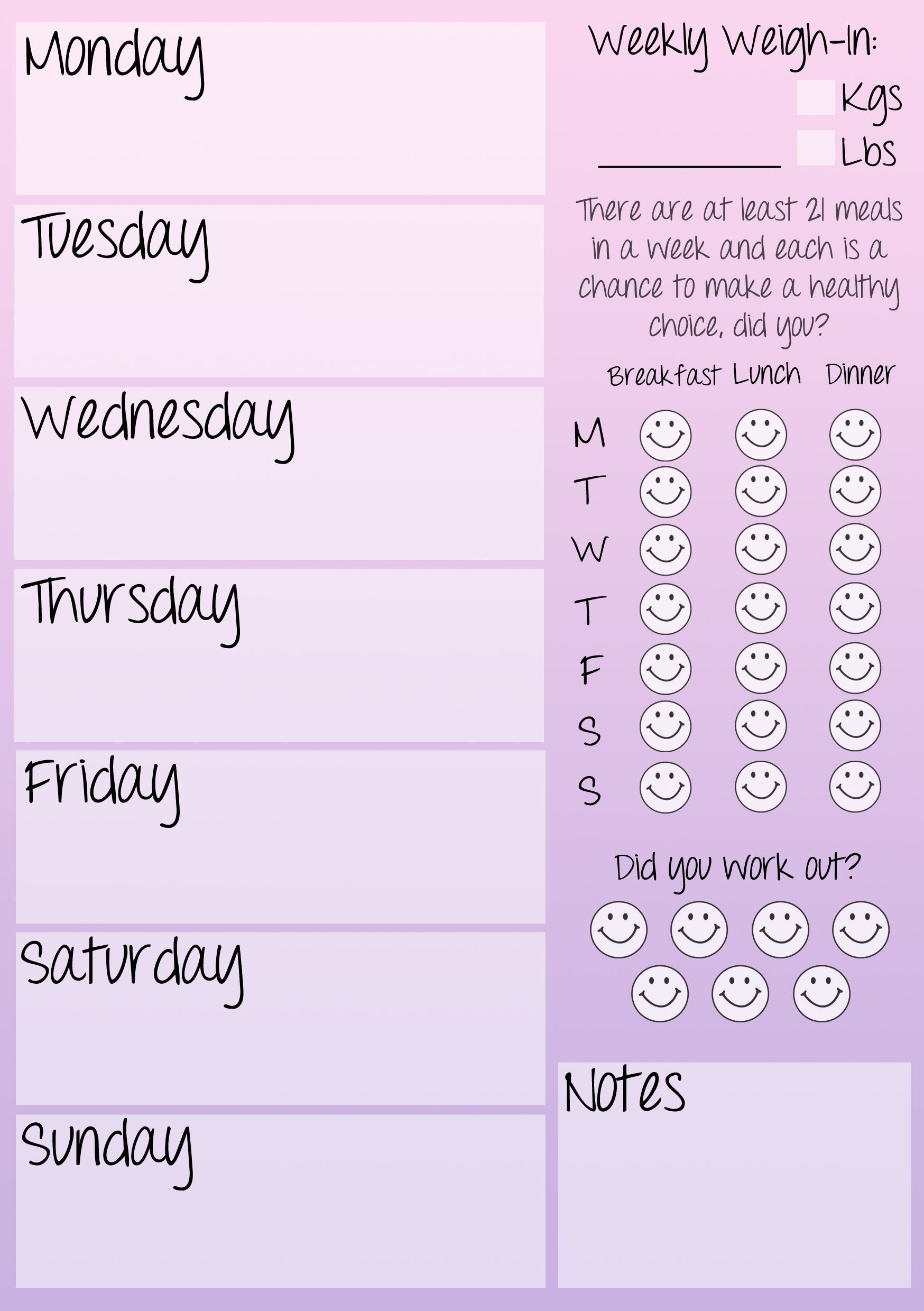 Weekly fitness journal printable! -   23 fitness journal shape
 ideas