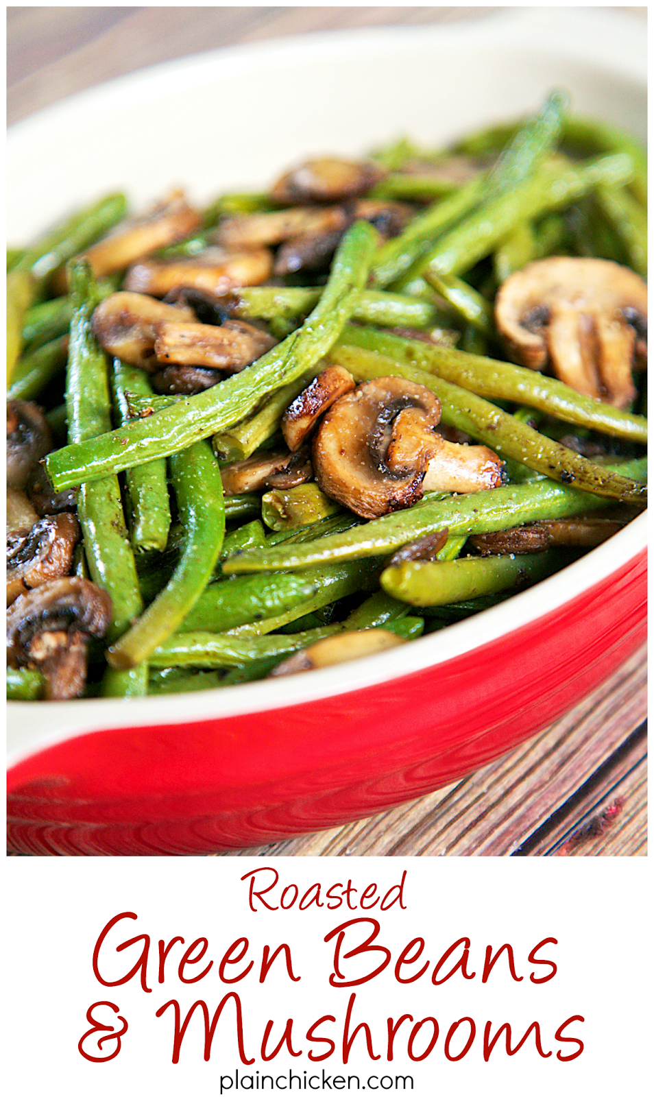 Roasted Green Beans and Mushrooms Recipe - fresh green beans and mushrooms tossed in olive oil, balsamic, garlic salt, pepper and baked. SO simple and SOOO delicious! Ready in about 20 minutes. -   23 fresh mushroom recipes
 ideas