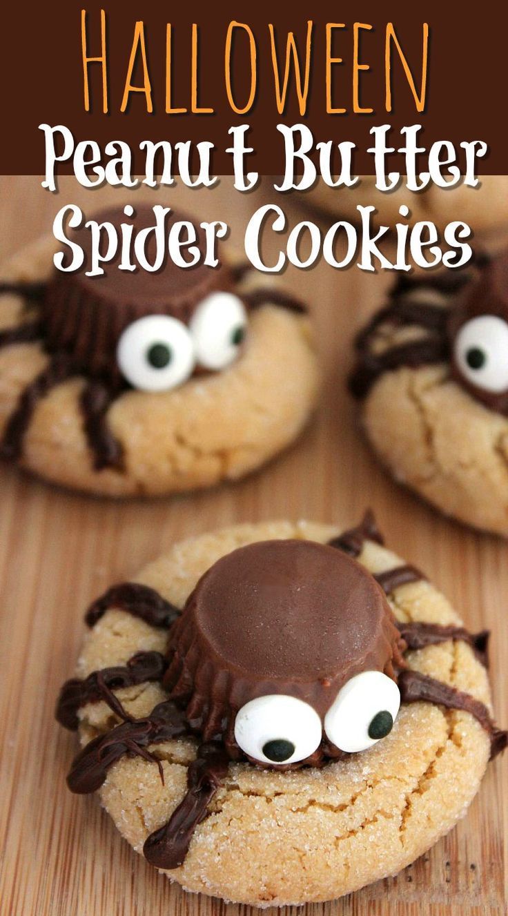 Halloween Peanut Butter Spider Cookies -   23 halloween cookie recipes
 ideas