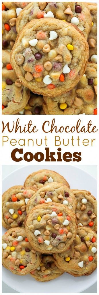 White Chocolate Reese’s Pieces Peanut Butter Chip Cookies -   23 halloween cookie recipes
 ideas