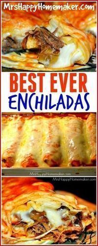 Hands down, this is the BEST EVER Enchilada recipe. I’m totally serious! Make them, you’ll see. They can be made with chicken, beef, or pork! Great for Cinco De Mayo too - MrsHappyHomemaker.com -   23 mexican recipes enchiladas
 ideas