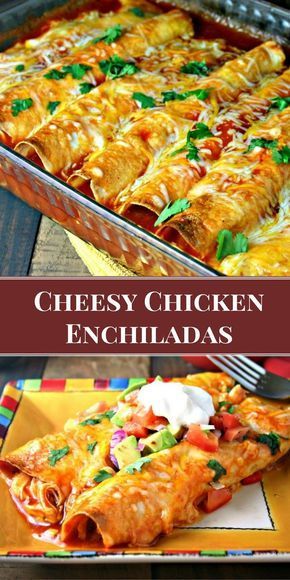 Cheesy Chicken Enchiladas -   23 mexican recipes enchiladas
 ideas