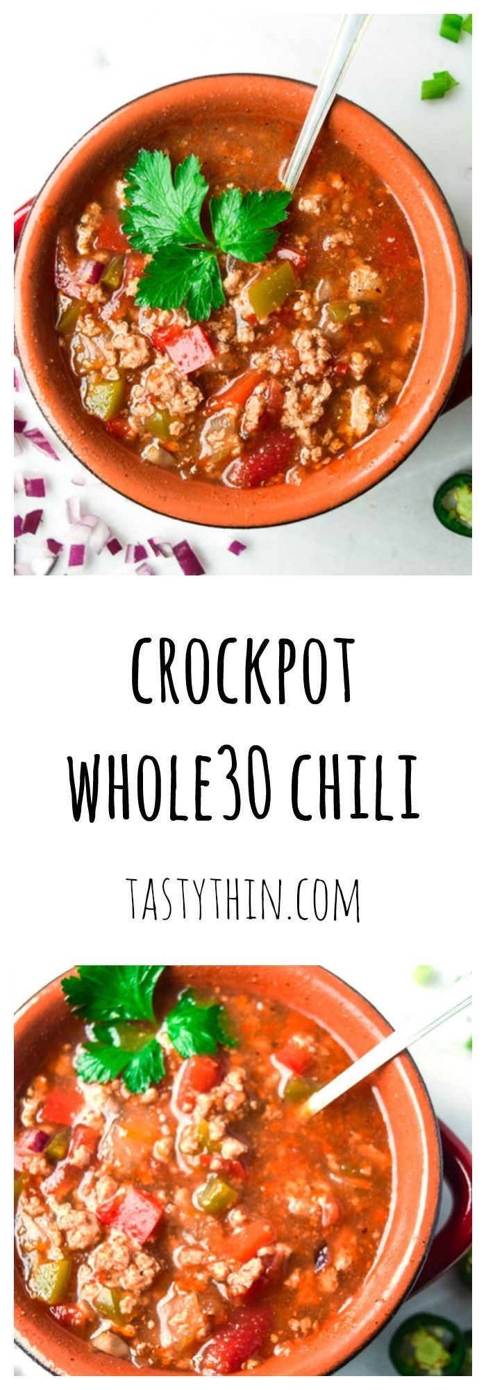 Crockpot Whole30 Chili - a hearty, no bean chili recipe. The perfect addition to a Whole30 or Paleo menu and super simple to prepare ahead! | tastythin.com -   23 whole 30 crockpot
 ideas