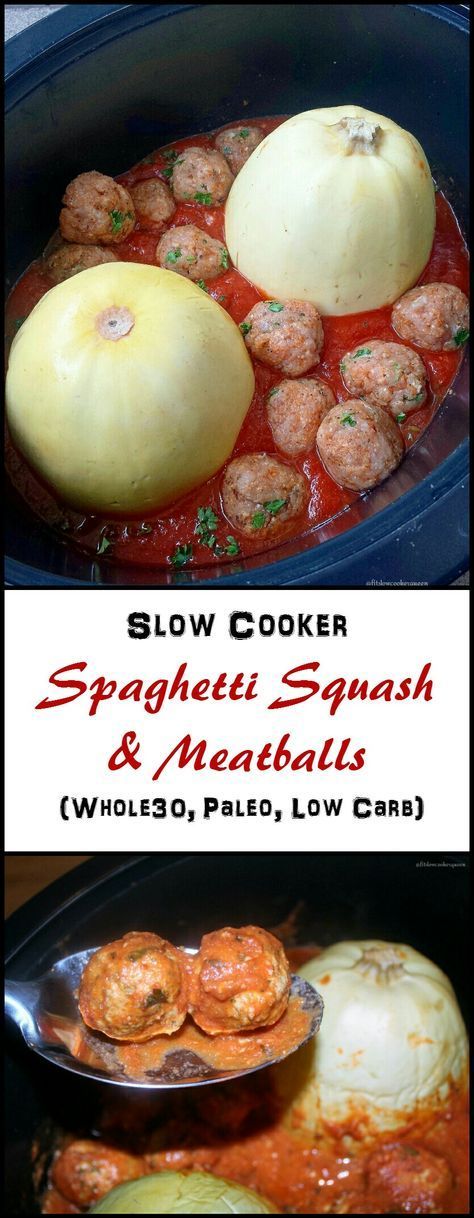 Slow Cooker Spaghetti Squash & Meatballs (Whole30, Paleo) -   23 whole 30 crockpot
 ideas