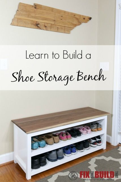DIY Entryway Shoe Storage Bench -   24 diy bench with storage
 ideas