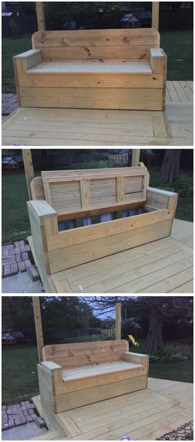 DIY outdoor bench/ sofa with storage -   24 diy bench with storage
 ideas